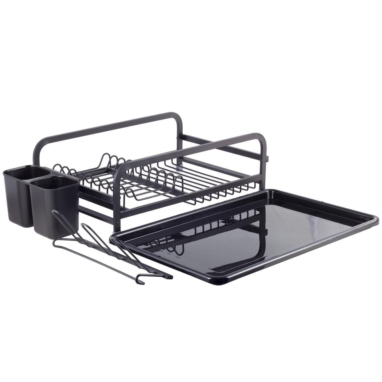 Сушилка для посуды Kamille KM-0752 из алюминия с пластиковым поддоном 41х28х13,5 см Черный (29-84-0752)