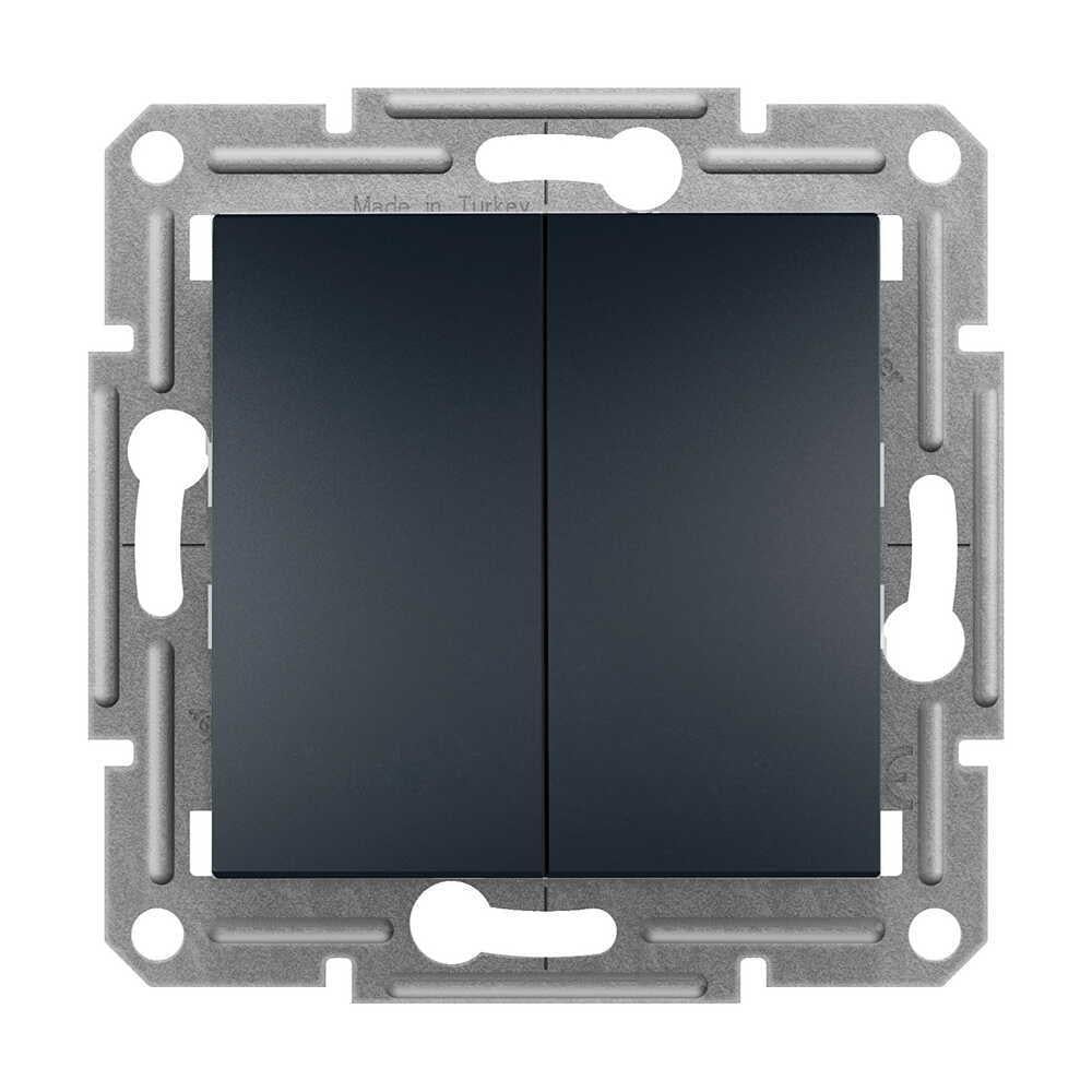 Выключатель Schneider Electric Asfora 2-клавишный проходной Антрацит (EPH0600171) Выключатель Schneider Electric Asfora 2-клавишный проходной Антрацит (EPH0600171)