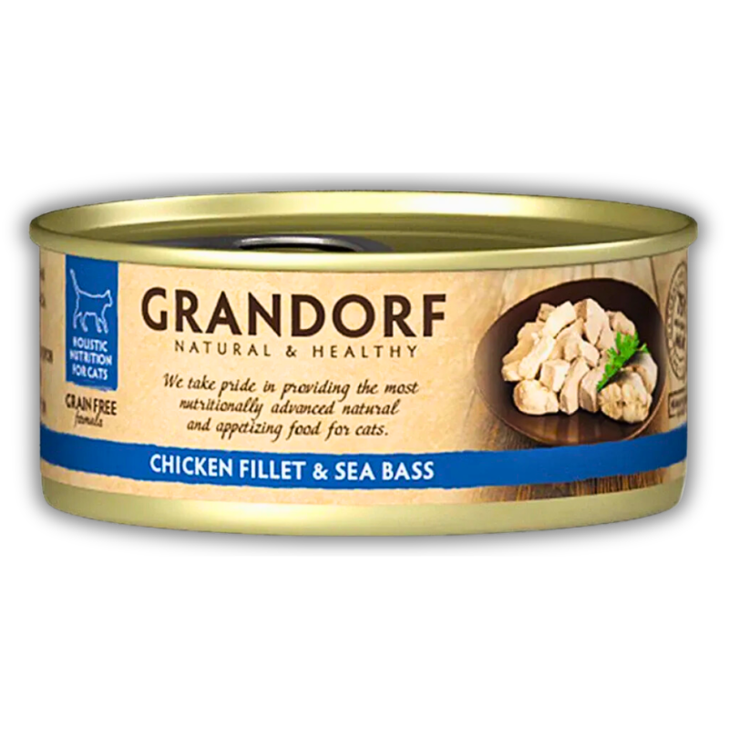Корм для кошек влажный Grandorf Филе курицы и сибас для взрослых кошек всех пород 70 г х 6 шт. (PGDCW0207) Корм для кошек влажный Grandorf Филе курицы и сибас для взрослых кошек всех пород 70 г х 6 шт. (PGDCW0207)