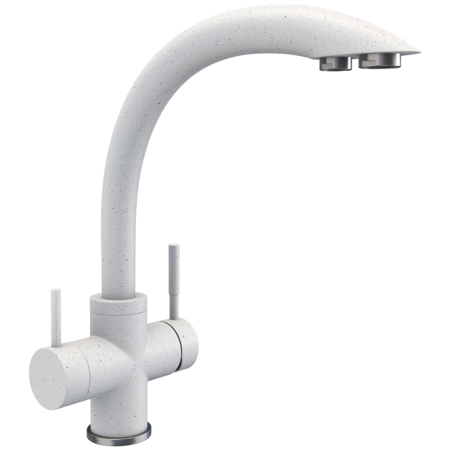 Смеситель для кухни Platinum 8203 HDF PLS-A34017 на две воды Белый (158465)