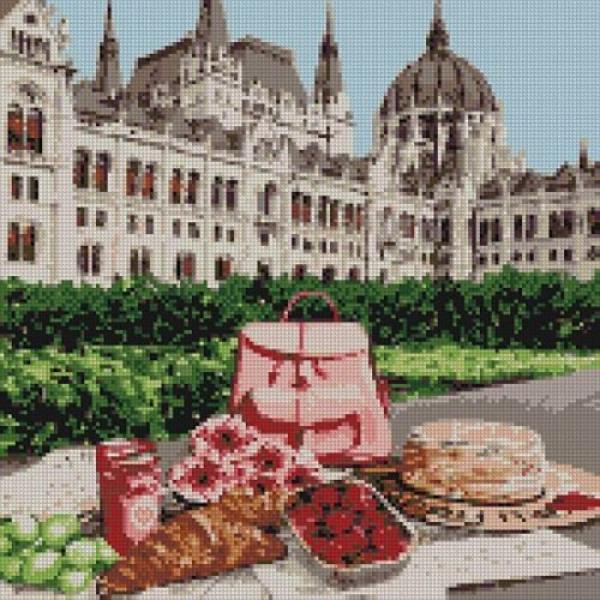 Алмазная мозаика Идейка Города Венгерские каникулы 40х40 см холст на подрамнике (АМ6083-mt)