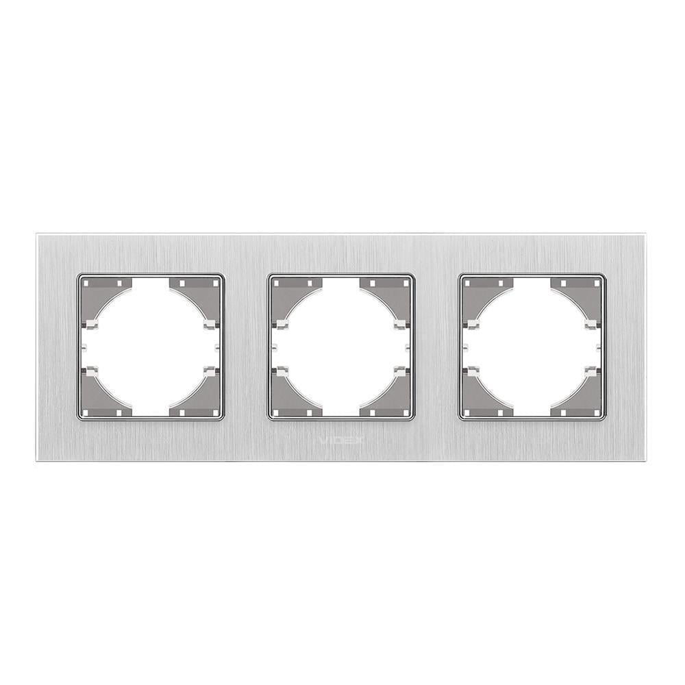 Рамка для розеток Vіdех Bіnеrа 3 місця горизонтальна алюміній Срібний (22551143) Рамка для розеток Vіdех Bіnеrа 3 місця горизонтальна алюміній Срібний (22551143)