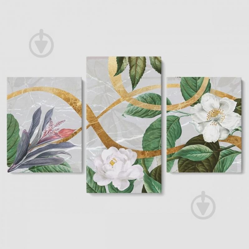 Модульна картина із трьох частин Malevich Store 96x60 см Букет квітів (MK322028)