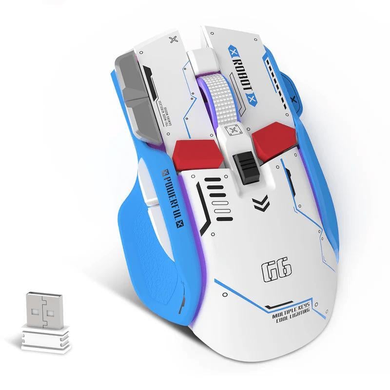 Мышка геймерская аккумуляторная attack shark G6 Bluetooth/2,4G 10 кнопок 4000DPI White/Blue (G6WB)