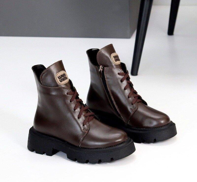 Ботинки демисезонные женские Garti кожаные р. 36 23 см Коричневый (25535-36)