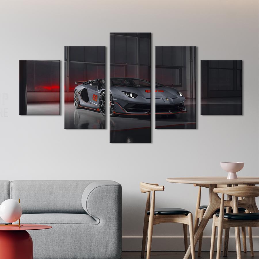 Картина на холсте Мощный серый Lamborghini 162x80 см (1263-52)