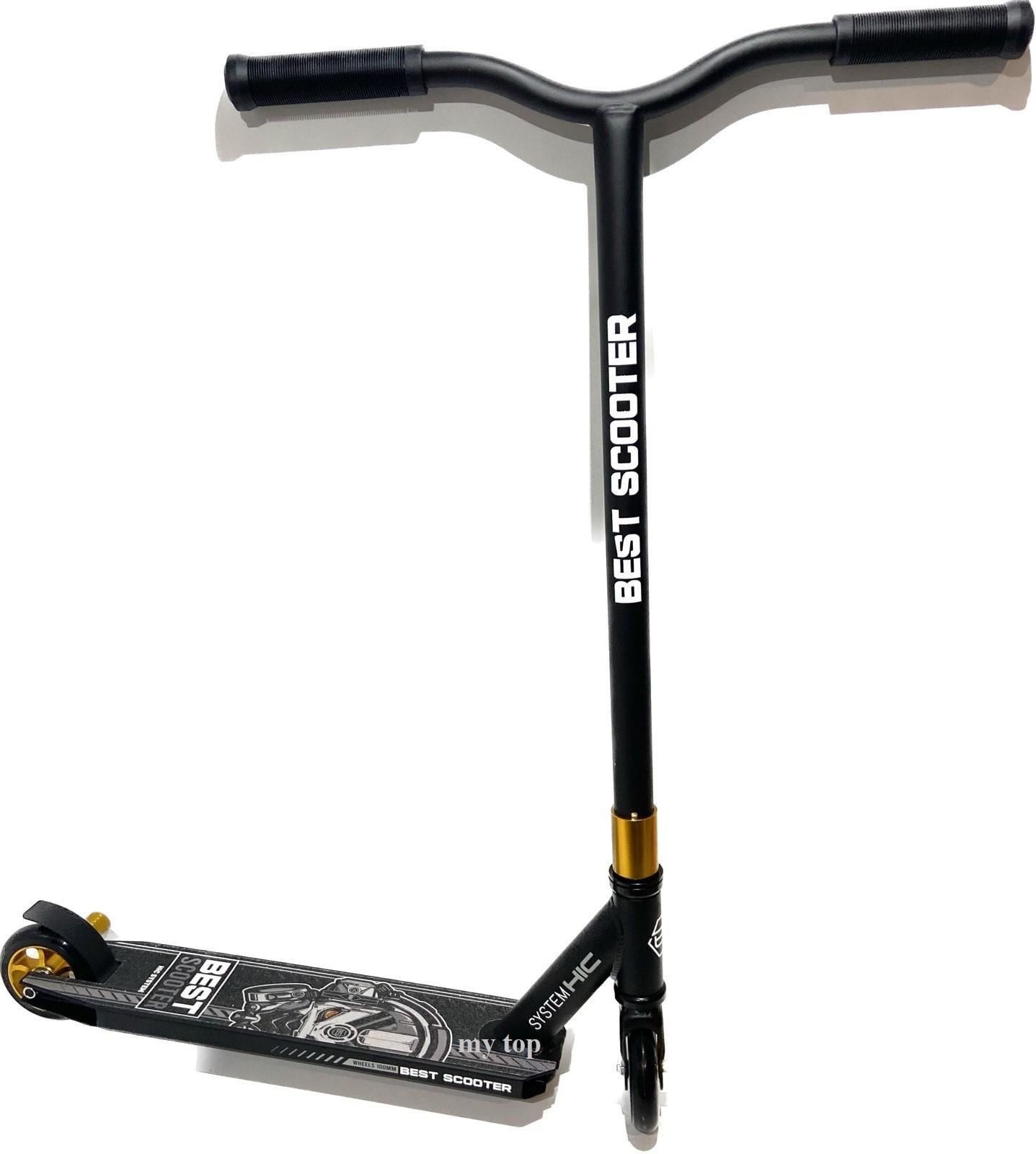 Самокат трюковый Best Scooter HIC-система PU 10 см Черно-золотой (BS-18109)