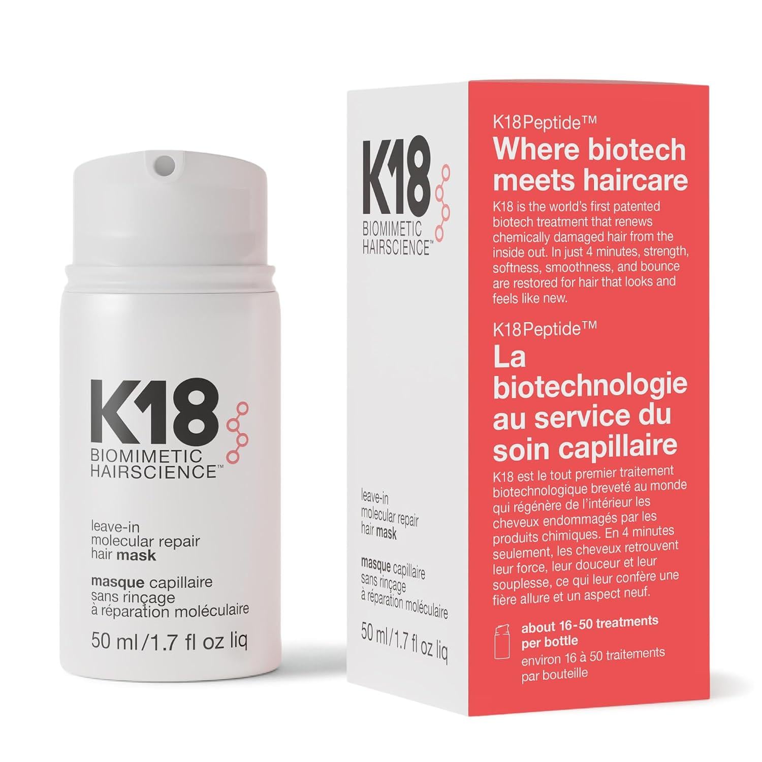 Маска для волосся відновлювальна K18 Leave-In Molecular Repair Hair Mask з пептидом 50 мл (858511001128)