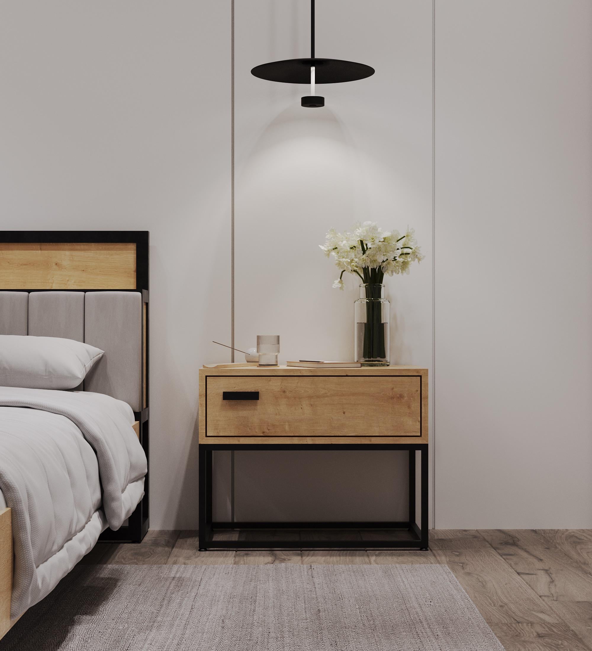 Тумба прикроватная из металла и ЛДСП PT1-мл 550х400х350 мм