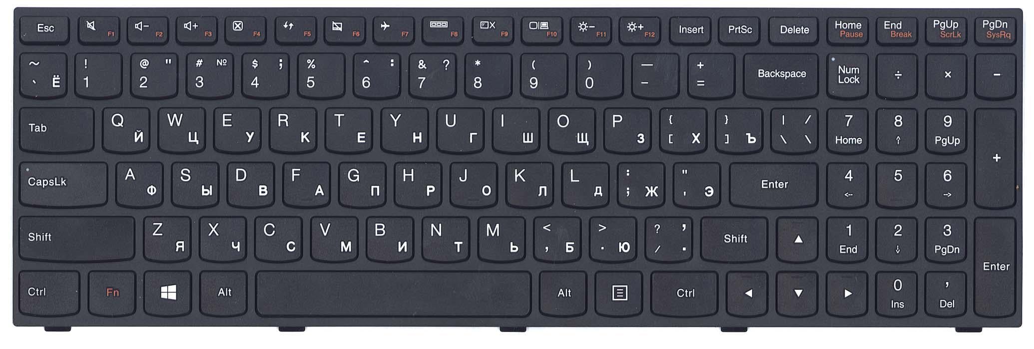 Клавіатура для ноутбука Lenovo IdeaPad G50-70 Black Frame Black