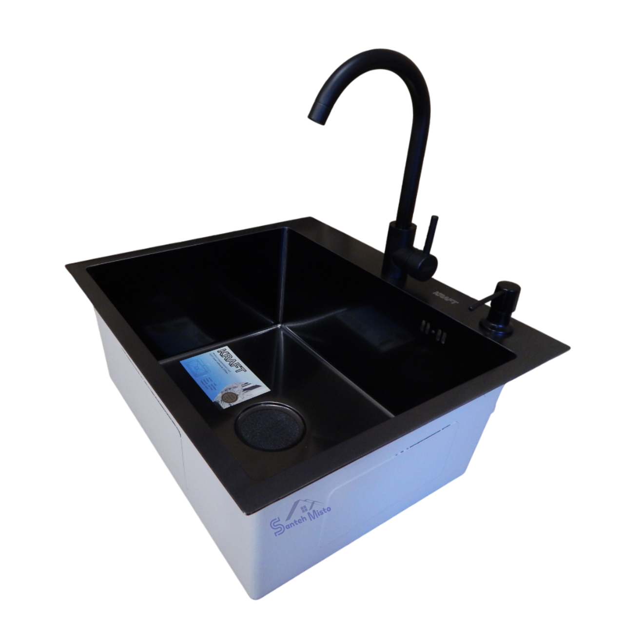 Комплект кухонной/мойка Kraft Handmade PVD decor HS 3,0/1,0 мм 54x48 см Black (2516007277)