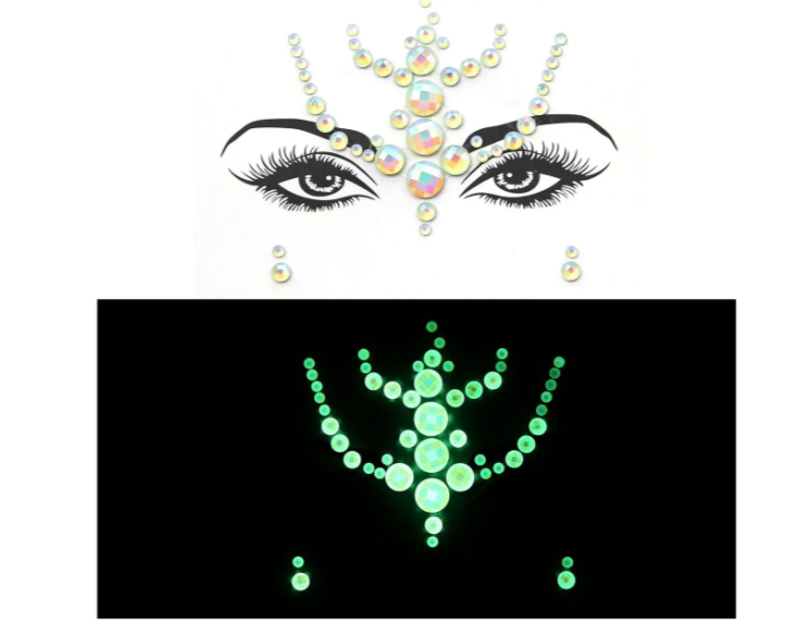 Стрази наклейки на обличчя фосфорні One size Різнокольоровий (8967/7) - фото 2