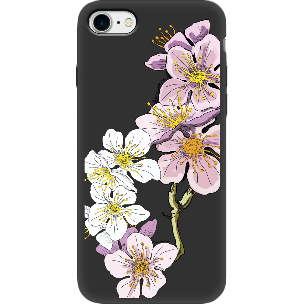 Чехол BoxFace Apple iPhone 7/8 SE  2020 Cherry Blossom Черный силикон (26205-cc4-35387)