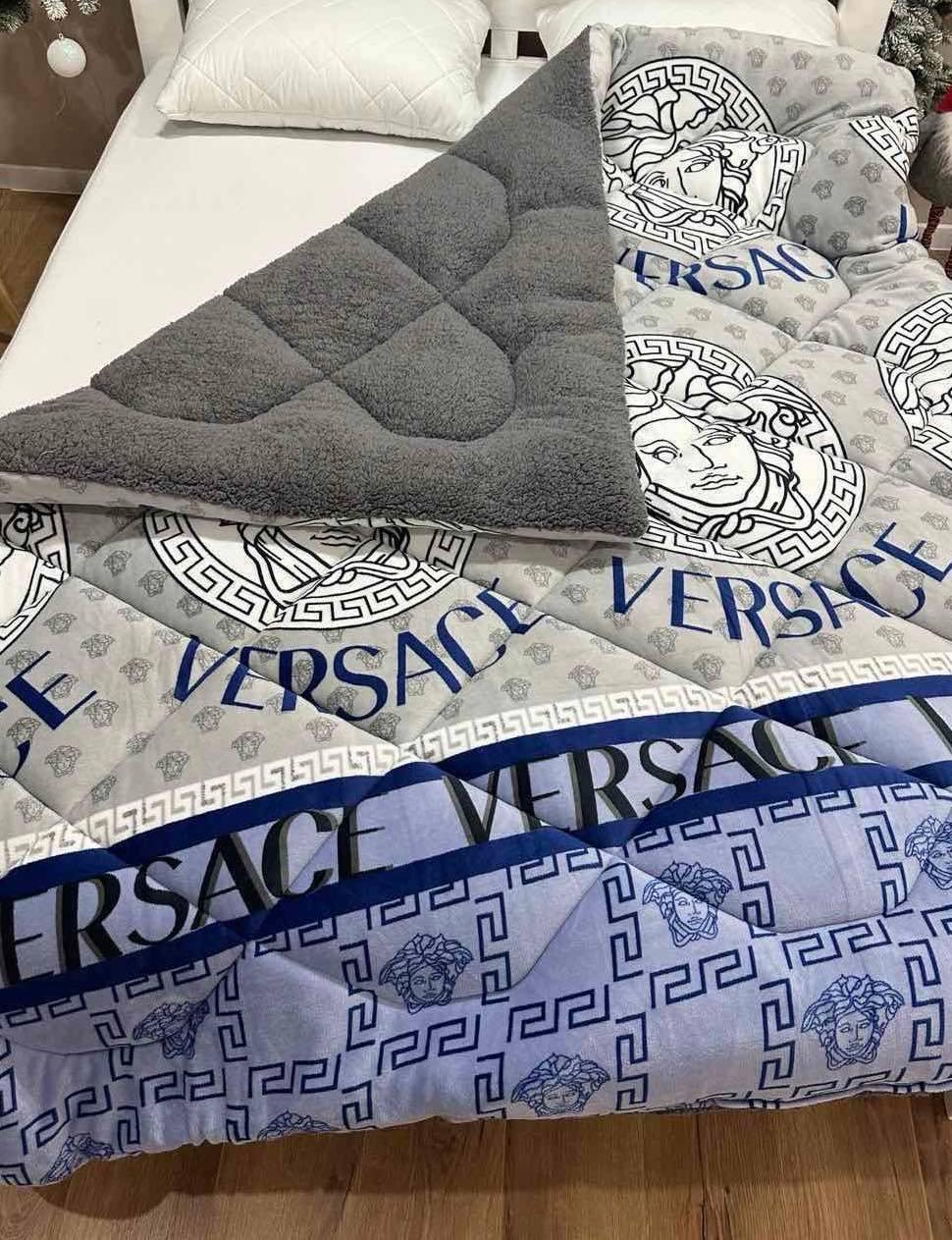 Одеяло с овчиной 195х215 Серо-синий (Д-al-vel-kov-002)