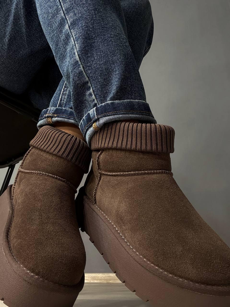 Угги женские Hengji 56-7 с манжетом носком на высокой подошве р. 40 Коричневый (5745) - фото 4 Угги женские Hengji 56-7 с манжетом носком на высокой подошве р. 40 Коричневый (5745) - фото 4