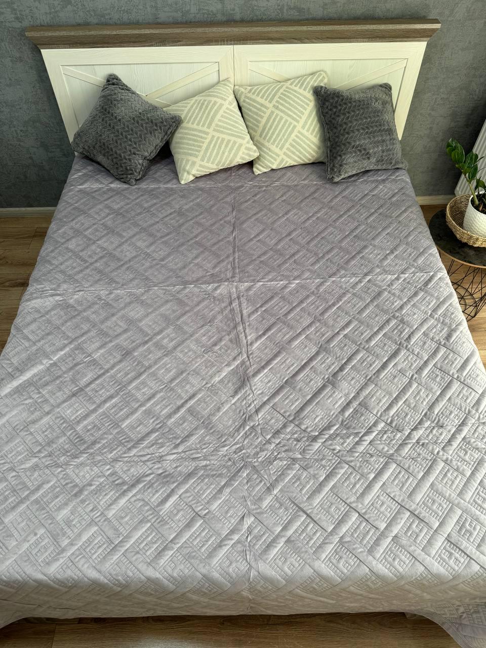 Плед велюровий Максі 230х260 см Світло-сірий (14071059) - фото 4