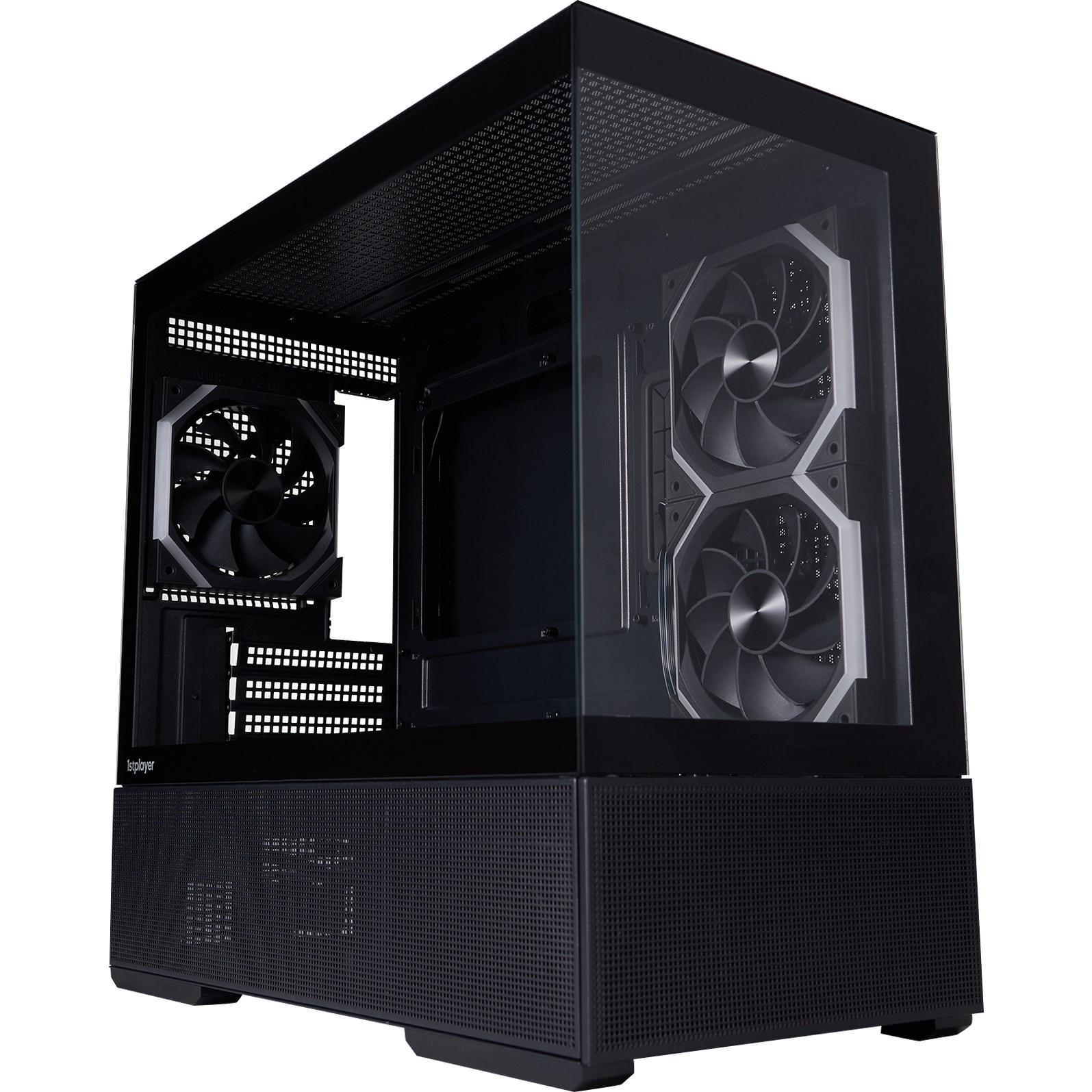 Корпус для ПК 1stPlayer CV6-BK-2FAR-2FH7R-1FH7 Midi-Tower no PSU MicroATX/Mini-ITX ARGB Black