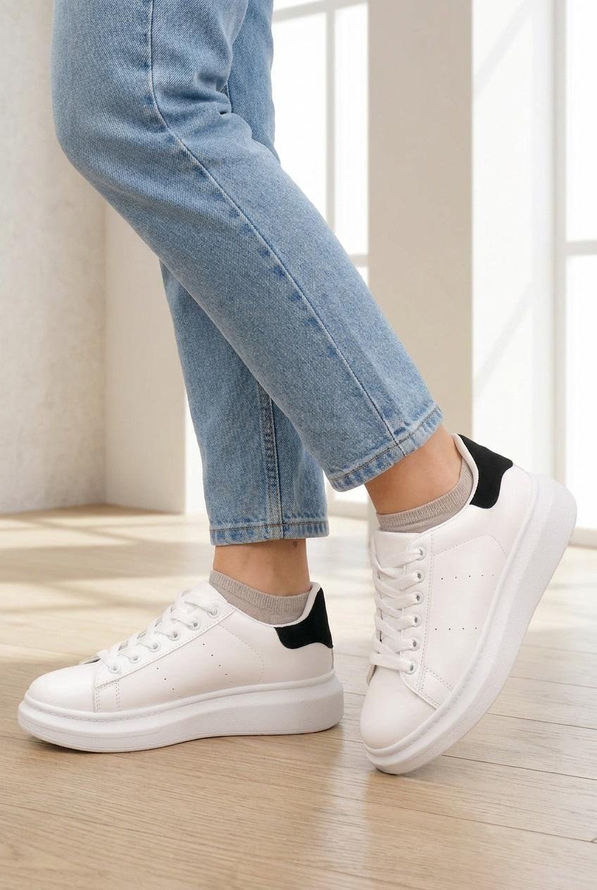 Кеды женские на платформе Fashion 347295 р. 36 Белый с черной вставкой