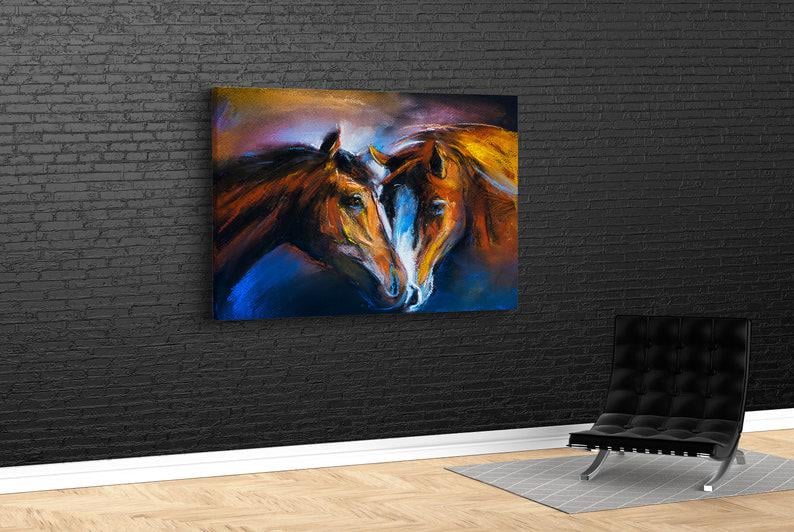 Картина для интерьера Влюбленные кони 51x34 см (522)