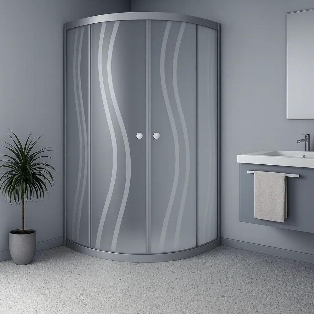 Душевая кабина KO&PO без поддона матовое стекло с принтом волны раздвижная дверь 90х90х180 см Сатин (C14759)