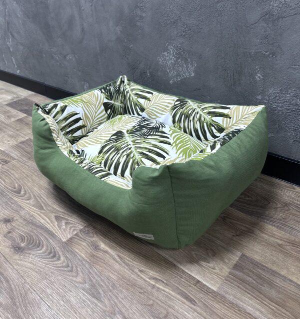 Лежак для котів і собак Comfort Home модель 2 Tropical leaves green 50х40 см