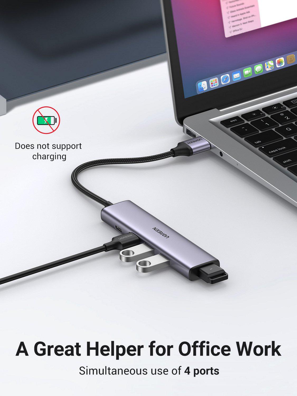 Хаб USB UGREEN CM473 4в1 Grey (20805) - фото 3