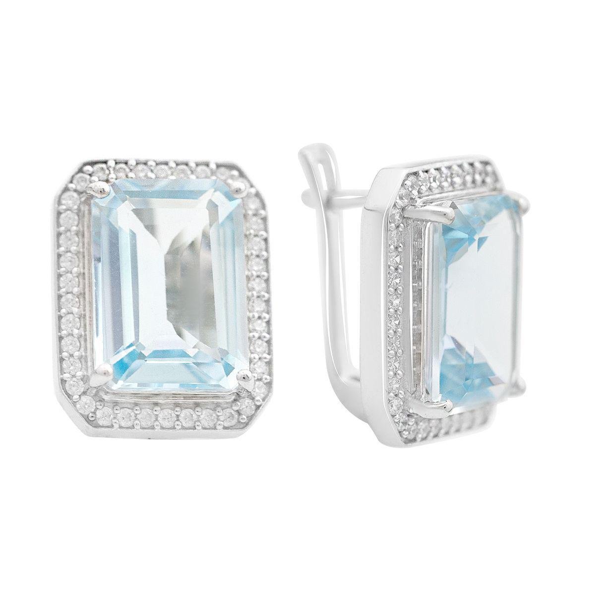 Сережки срібні з натуральним топазом у геометричному дизайні Сережки срібні з натуральним топазом у геометричному дизайні