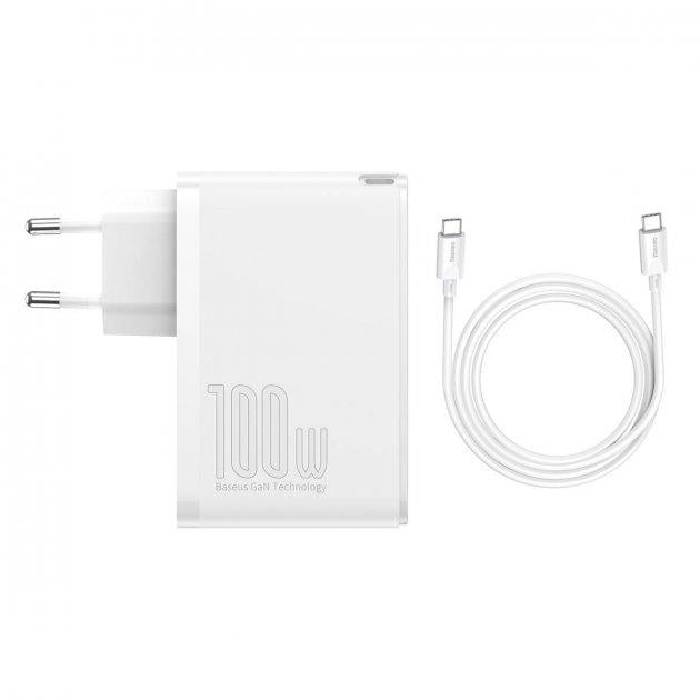 Зарядний пристрій Baseus GaN2 QC4.0/PD3.0 100 W 20 V/5 A Type-C 1 м White (CCGAN2P-L02)