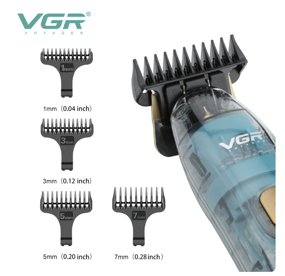 Машинка для стрижки волосся VGR T-Blade Haircut Transparent Zero Cutting Machine V-961 (1894540808) - фото 4