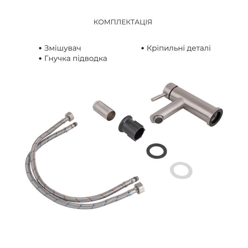 Набор смесителей для ванны и для умывальника Lidz Aria Nickel из нержавеющей стали (LDARI005NKS3412) - фото 6