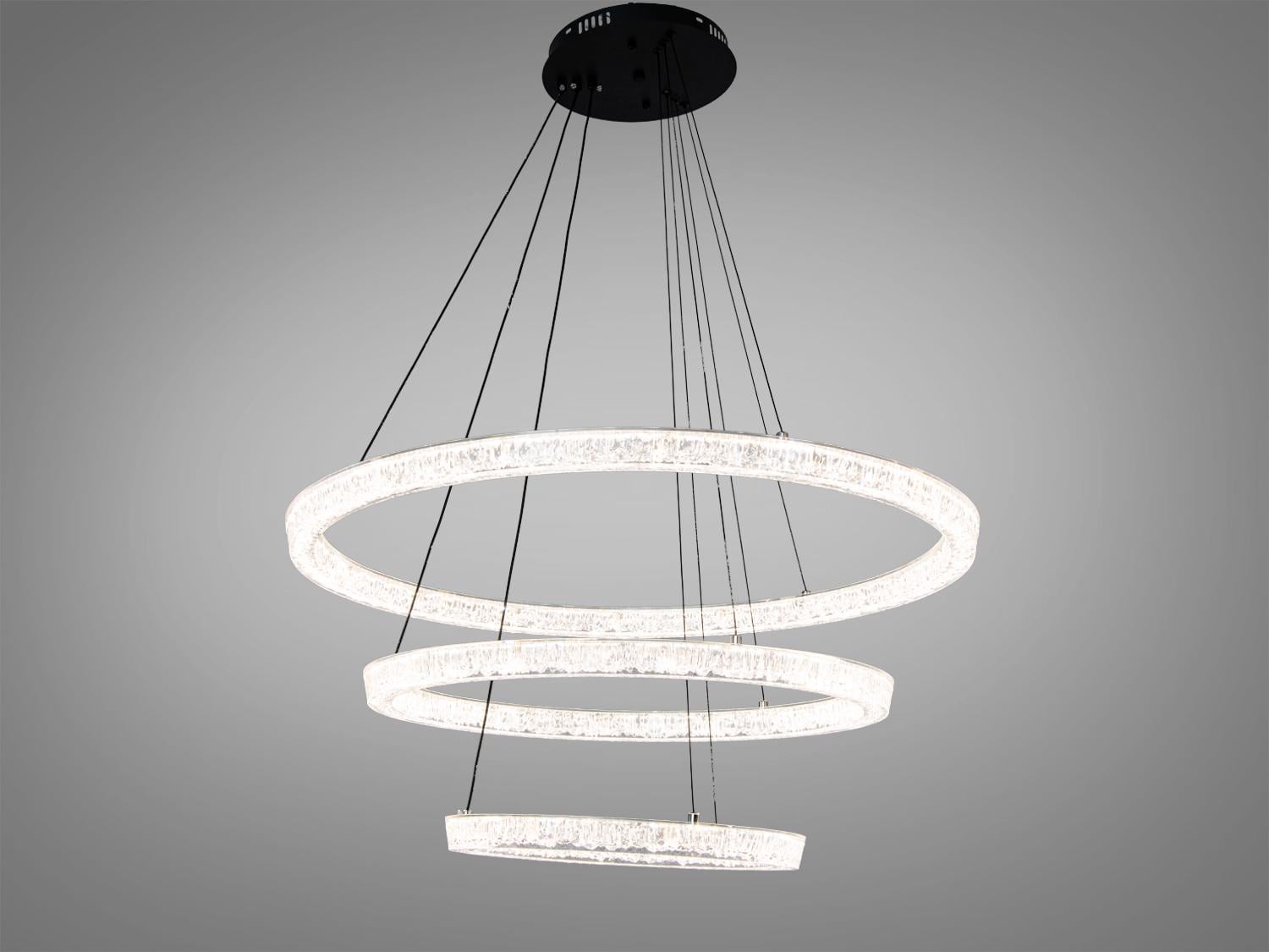 Люстра LED подвесная Diasha 3 кольца 125 Вт Черный (1712/800+600+400ABK) Люстра LED подвесная Diasha 3 кольца 125 Вт Черный (1712/800+600+400ABK)