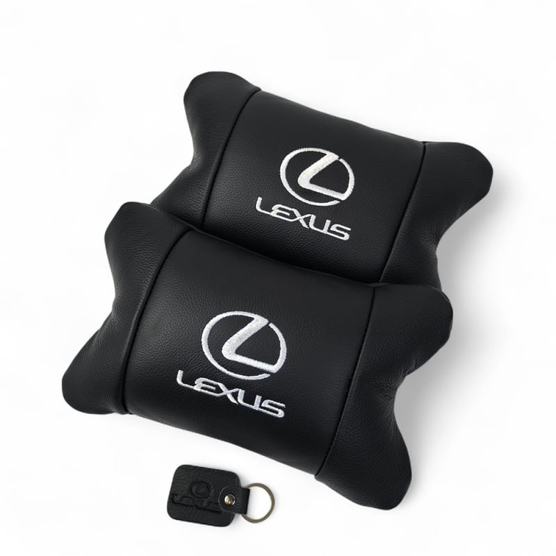 Подушка автомобильная Lexus 7515 на подголовнике кожа 2 шт. Black (36226832)