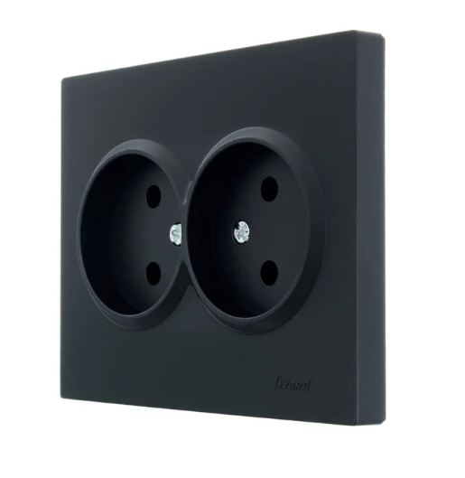 Розетка двойная Lezard Vesna без заземления Черный (26404217)