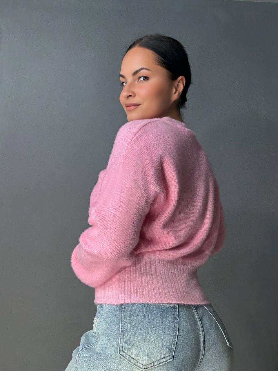 Светр жіночий Fancy Matinee 7571 вафельний з ангори оверсайз OS Рожевий (4987) - фото 3 Светр жіночий Fancy Matinee 7571 вафельний з ангори оверсайз OS Рожевий (4987) - фото 3