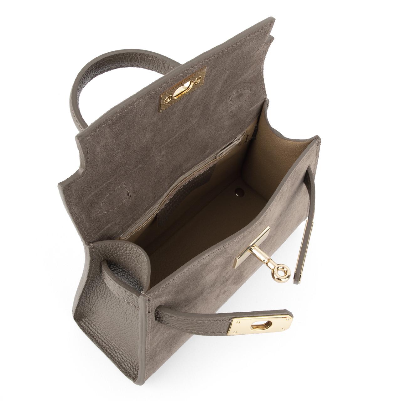 Жіноча сумка маленька замшева Virginia Conti 04011 Темний тауп (2791344857) - фото 3