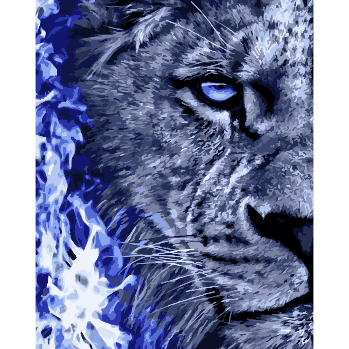 Картина по номерам Strateg Премиум Синие оттенки хищника 40x50 см (SY6777)