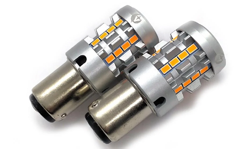 Автолампа LED Stellar 7KG26 W21 W/5 W з CAN BUS та вбудованим резистором Жовтий (1157)