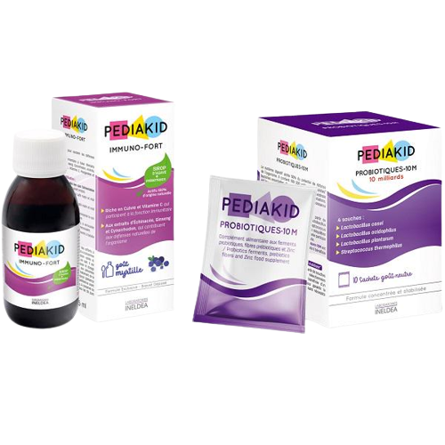 Комплекс для профілактики імунної системи у дітей Pediakid Immuno Fort Blueberry 125 мл/PROBIOTIQUES-10M 10 sachets (000019964)