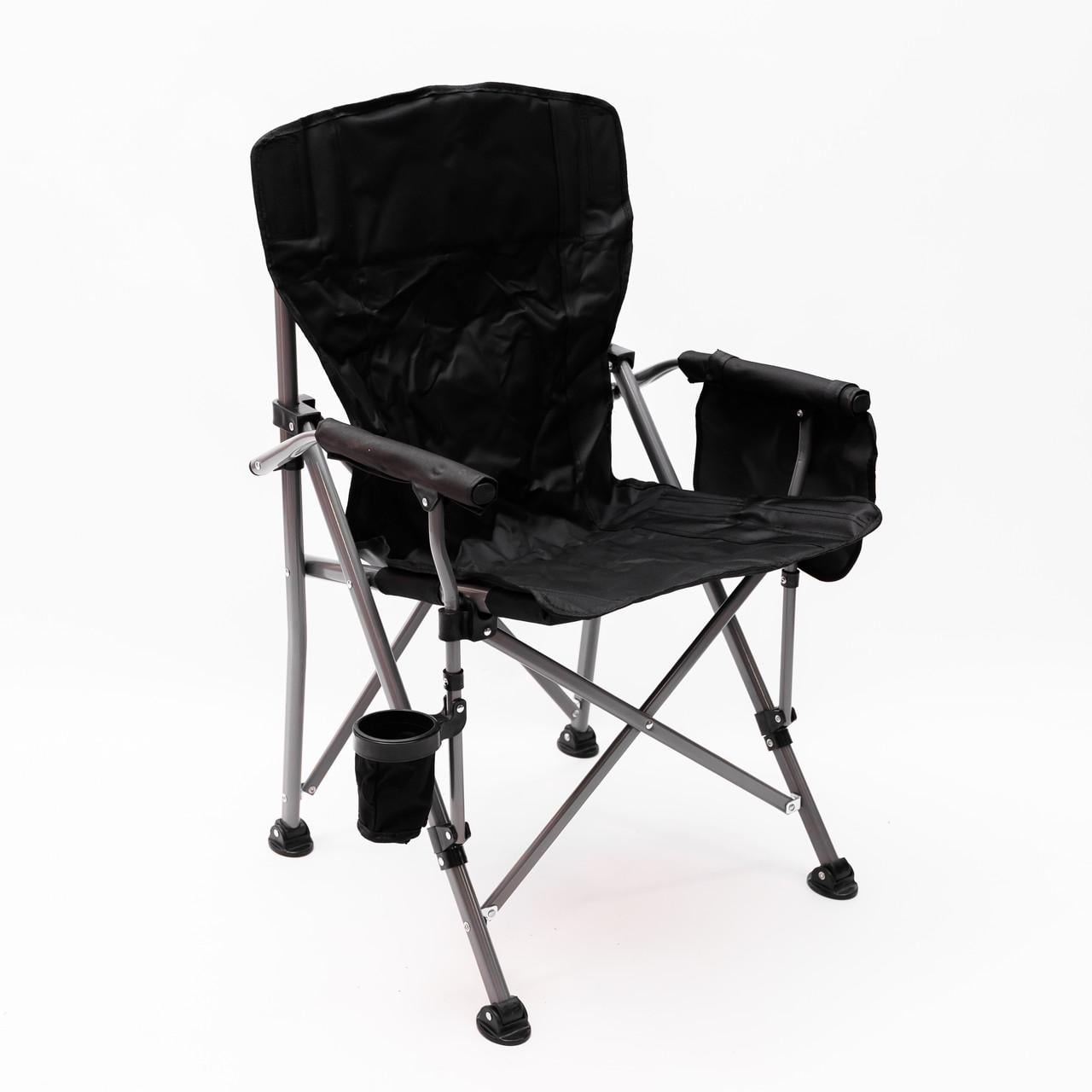 Кресло туристическое раскладное с подлокотниками 60х57х92 см Черный (SJ-0019B)