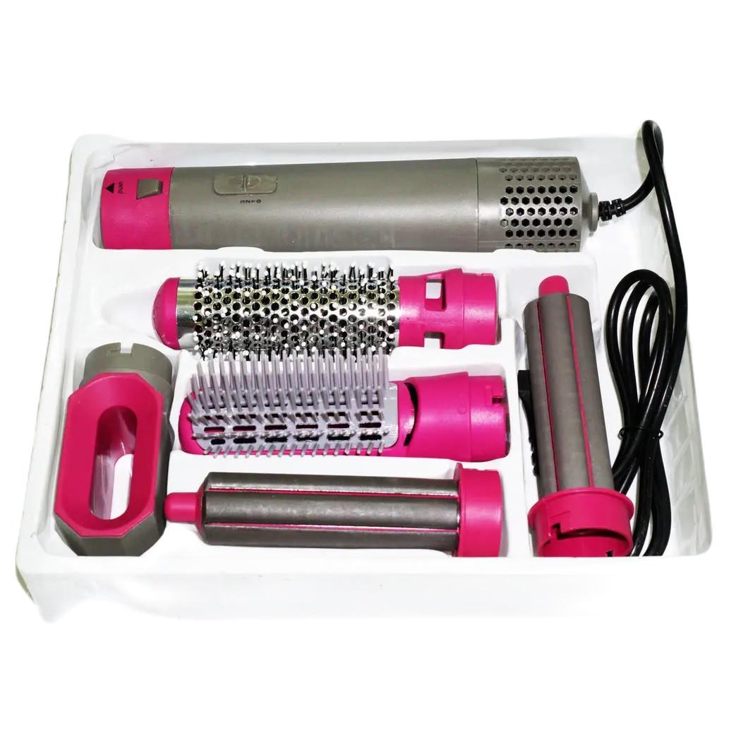 Мультистайлер для волосся Rias Hot Air Styler 5в1 з феном 1000 W Grey/Pink (3_02764) - фото 5