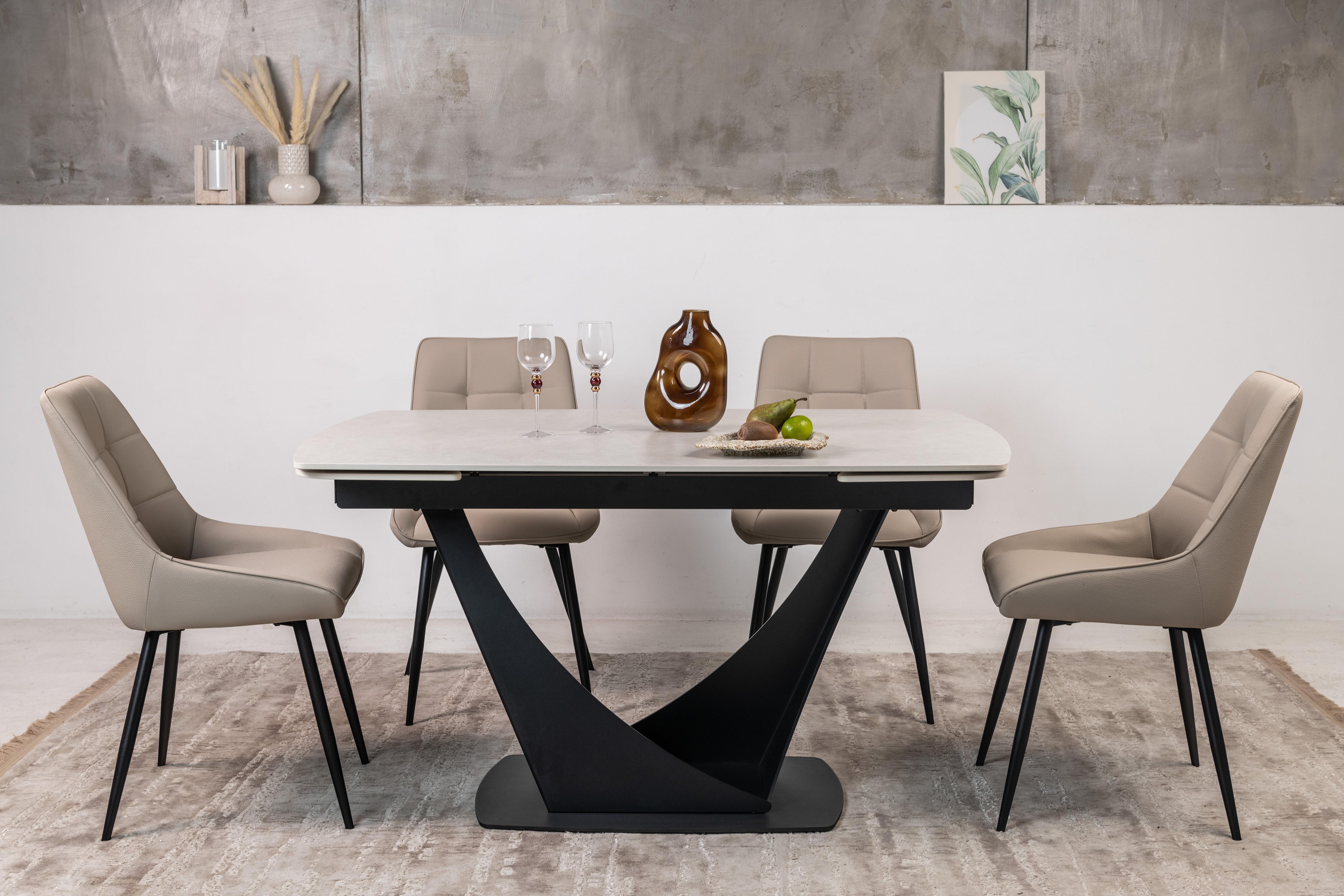 Стіл обідній розсувний Vetro Mebel Еліо 1400- 2000x900x760 мм Крема делікато/Чорний (TМL-990) - фото 10 Стіл обідній розсувний Vetro Mebel Еліо 1400- 2000x900x760 мм Крема делікато/Чорний (TМL-990) - фото 10