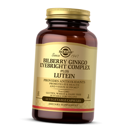 Комплекс для профілактики зору Solgar Bilberry Ginkgo Eyebright Complex Plus Lutein 60 Caps