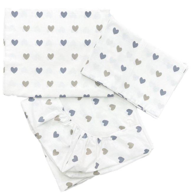 Комплект детского постельного белья Mommy Bag №3 Сердечки Серо-золотой (142973) Комплект детского постельного белья Mommy Bag №3 Сердечки Серо-золотой (142973)
