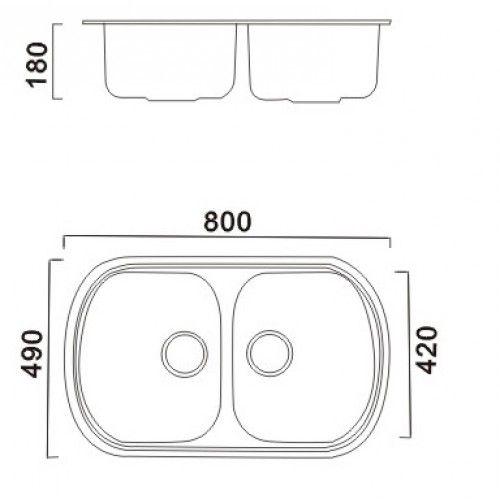 Мойка Haiba DOUBLE HB0652 80x49 см Satin - фото 4