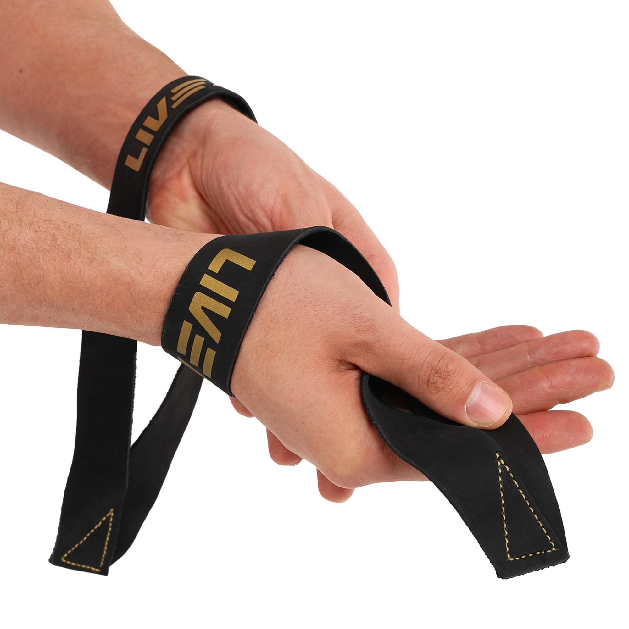 лямки для тяги LiveUp LP8772 POWER STRAP 26х3 см 2 шт. Черно-золотой (34716284)