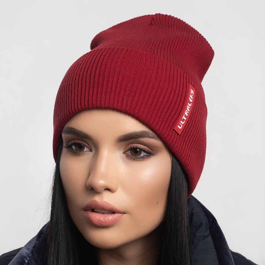 Шапка Leks Слалом демісезонна з відворотом Багряний