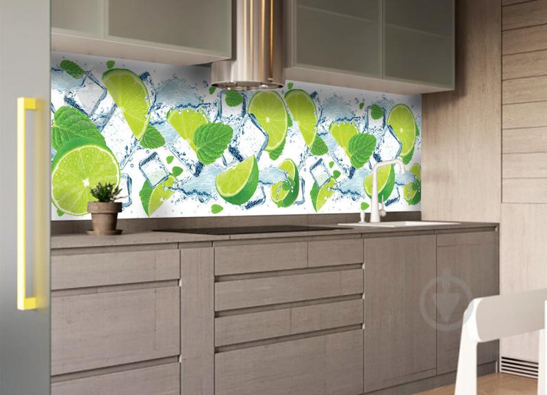 Наклейки кухонный фартук Zatarga Лайм с мятой 650х2500 мм Салатовый (Z180098/1)