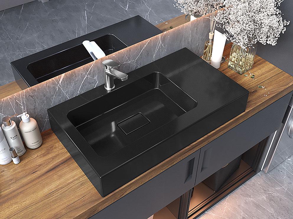 Умывальник накладной Luxor Royal 80 R Black (704)