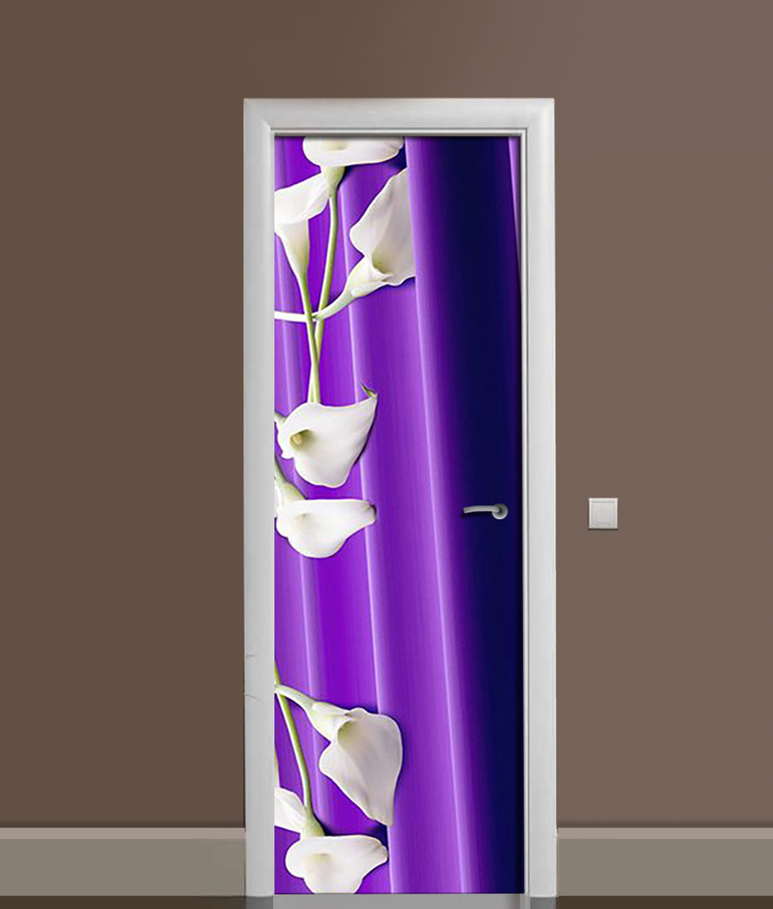 Наклейка 3D на двери Zatarga Каллы виниловая 650х2000 мм Белый (1289776721)