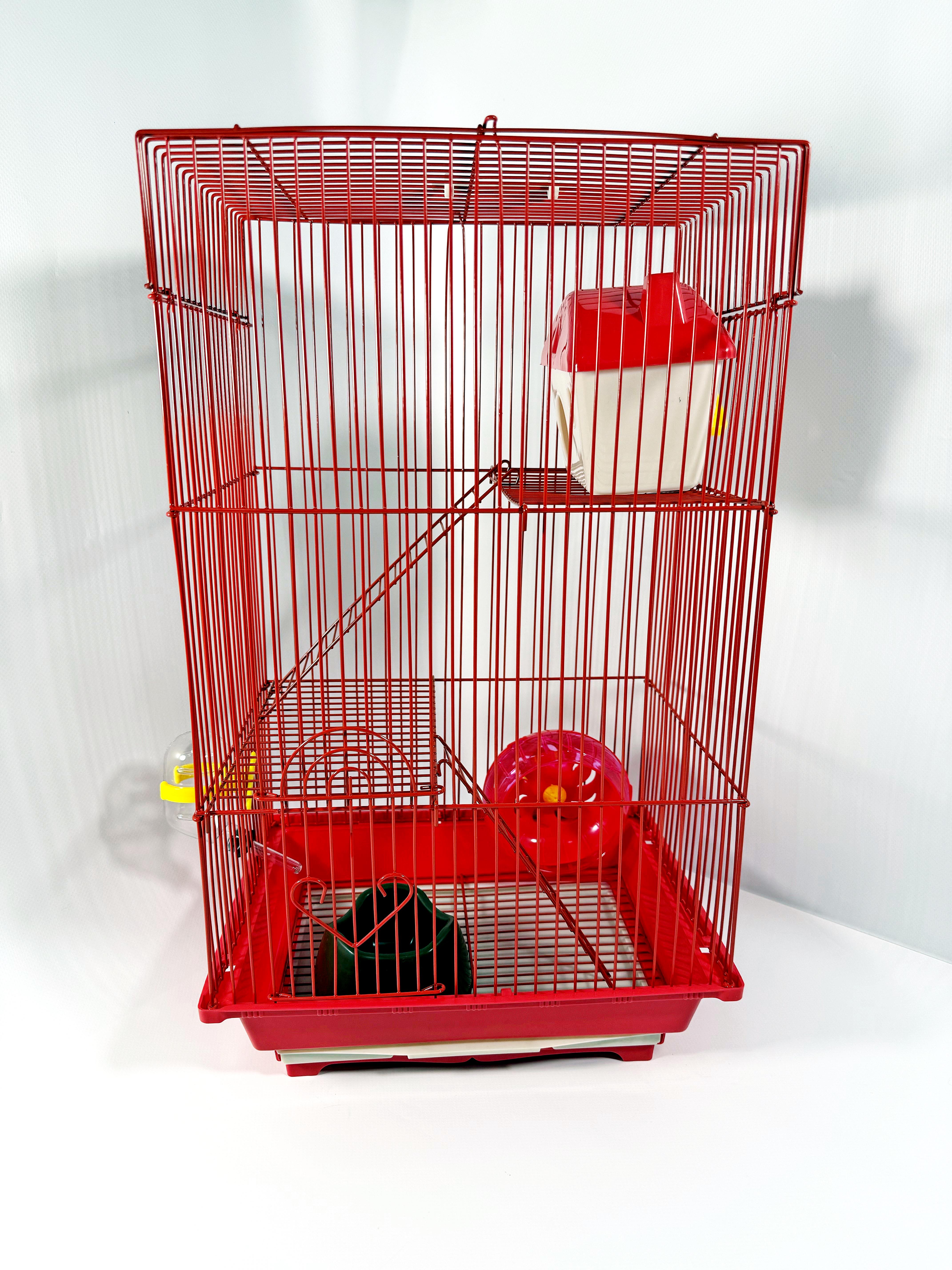 Клетка для хомяков трехэтажная 3B 53х30х23 см Красный (3Bred)